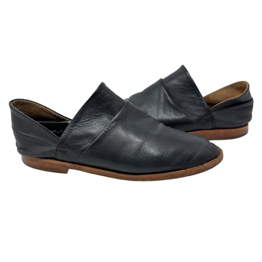 Beek Puffin Bootie Blue Saddle Leather Flats Womens Shoes Slip On Comfort Size 7